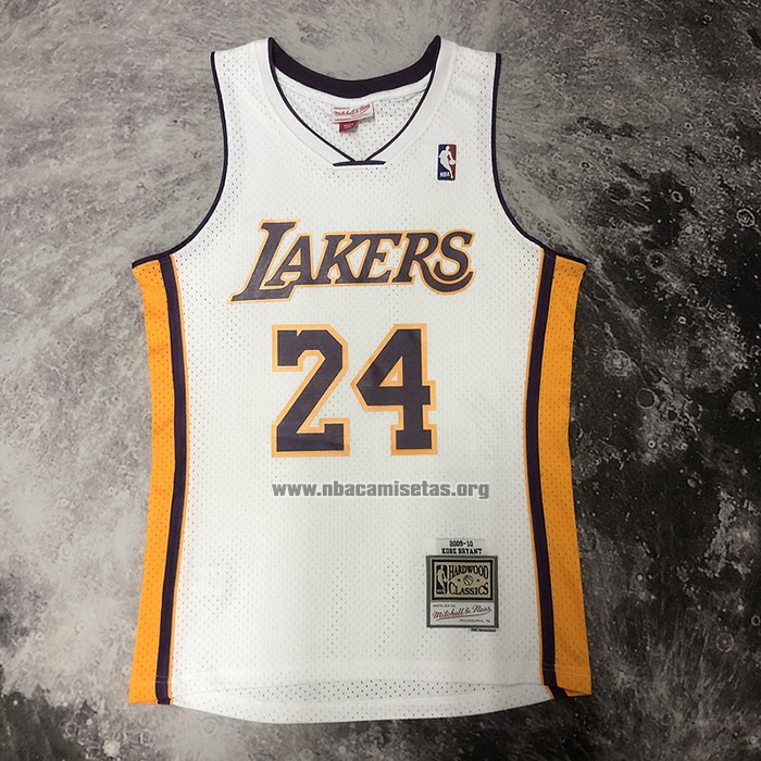 Camiseta Los Angeles Lakers Kobe Bryant NO 24 Mitchell & Ness 2009-10 Blanco